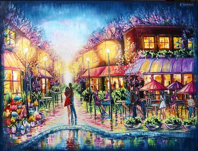 The carefree night - original oil painting by Daniela Stoykova 